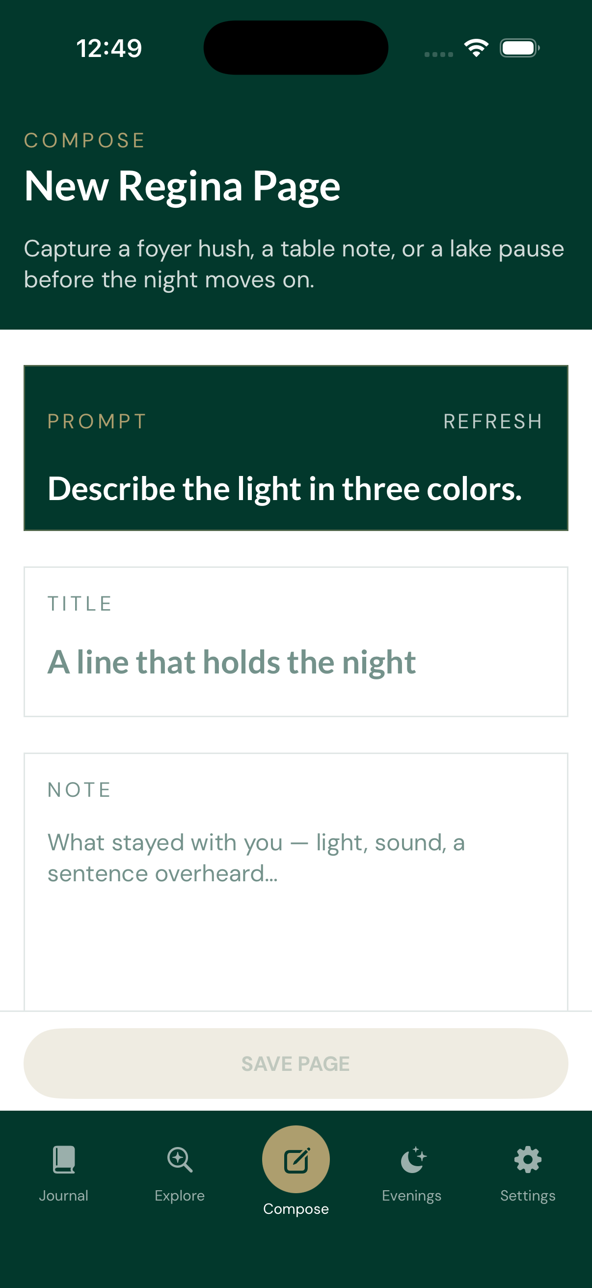 Compose — New Regina Page